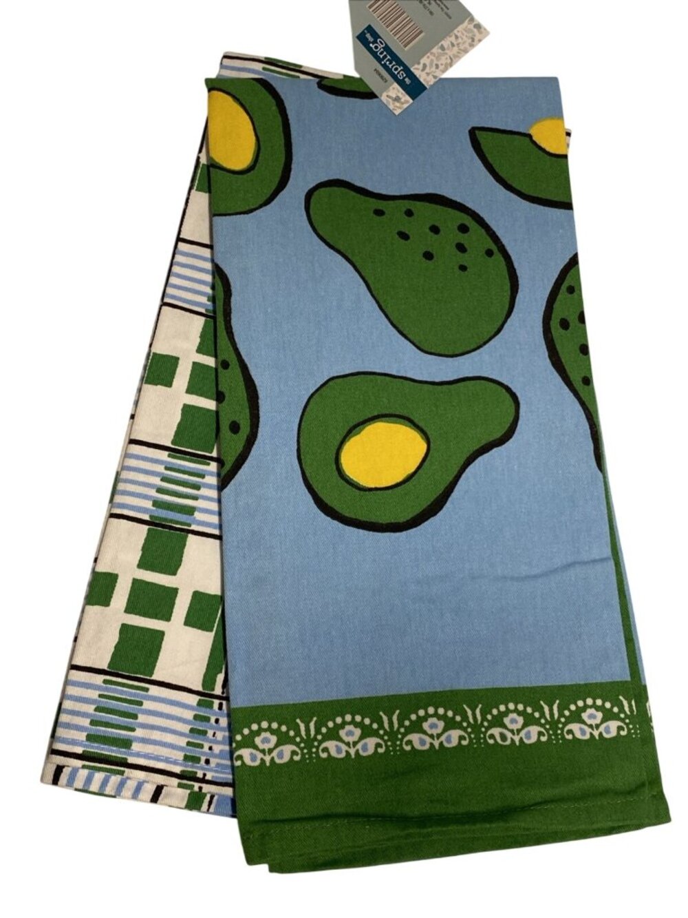LOT of 2 Kitchen Tea Towels Pop Art Style Avocados Set FUN Blue Green NEW NWT
